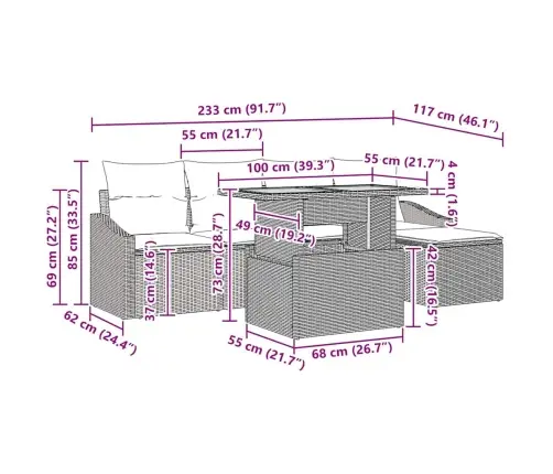 6 Daļu Dārza Ēdamgaldu Komplekts Ar Bēšiem Spilveniem, No Polirotanga Un Akācijas Koka Vidaxl