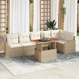 Dārza Ēdamgalds 7 Pcs Bēšs Un Krēms 100 X 55 X 73 Cm Vidaxl