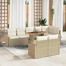 Dārza Dīvānu Komplekts 9 Pcs Bēšs Un Krēms 100 X 55 X 73 Cm Vidaxl