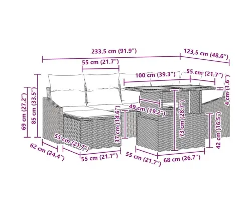 Sodo Valgomojo Komplektas Su Pagalve 7 Pcs Bežinė Ir Kreminė