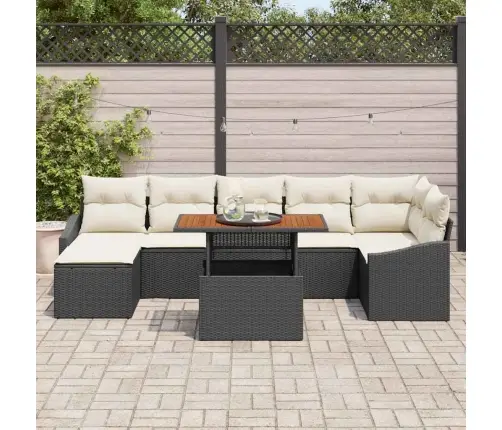 Sodo Valgomojo Komplektas Su Pagalve 8 Pcs Juoda Ir Kreminė