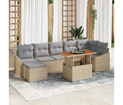 Sodo Valgomojo Komplektas Su Pagalve 8 Pcs Bežinė Ir Pilka Sodo Valgomojo Komplektas Su Pagalve 8 Pcs Bežinė Ir Pilka