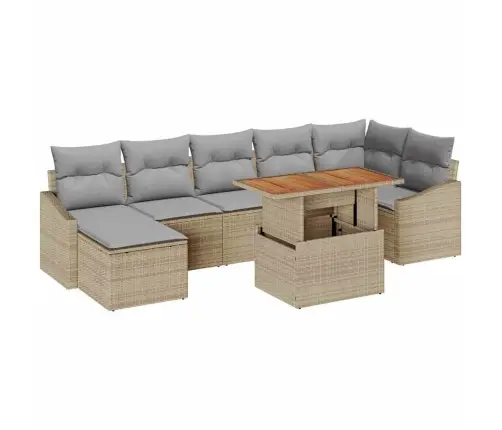 Sodo Valgomojo Komplektas Su Pagalve 8 Pcs Bežinė Ir Pilka Sodo Valgomojo Komplektas Su Pagalve 8 Pcs Bežinė Ir Pilka