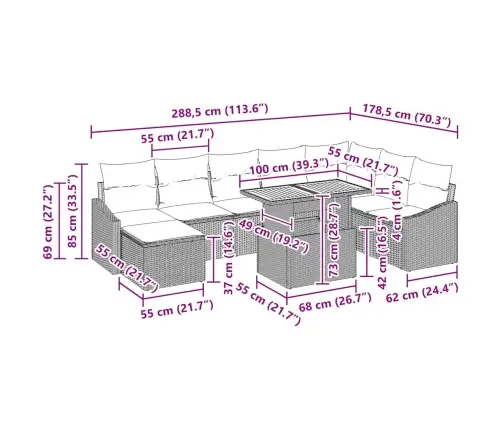 Sodo Valgomojo Komplektas Su Pagalve 9 Pcs Juoda Ir Kreminė