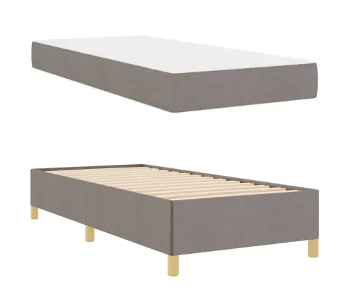 Kastītes Atsperu Gulta Cits Taupe Un Balts 90 X 190 Cm Audums Vidaxl