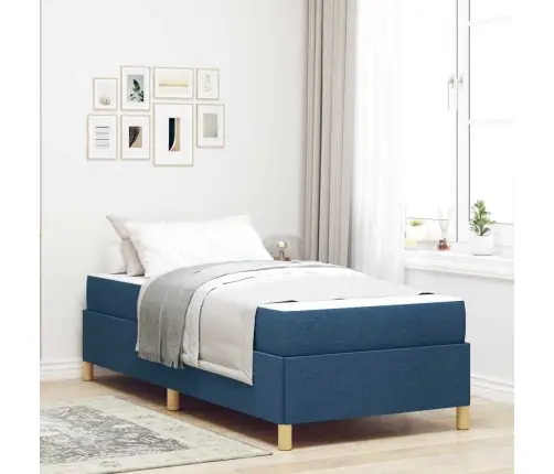 Kastītes Atsperu Gulta Cits Zila Un Balta 90 X 190 Cm Audums Vidaxl