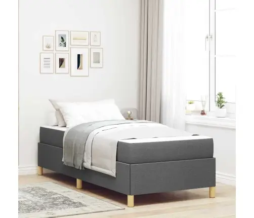 Lovos Rėmas Su Čiužiniu Tamsiai Pilka 90 X 200 Cm Audinys