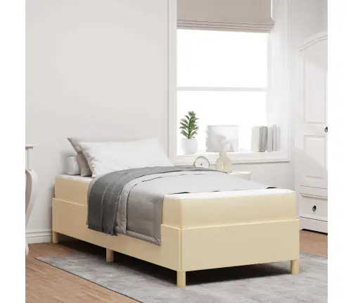 Kastītes Atsperu Gulta Melna, Brūna Un Balta 90 X 200 Cm Audums Vidaxl