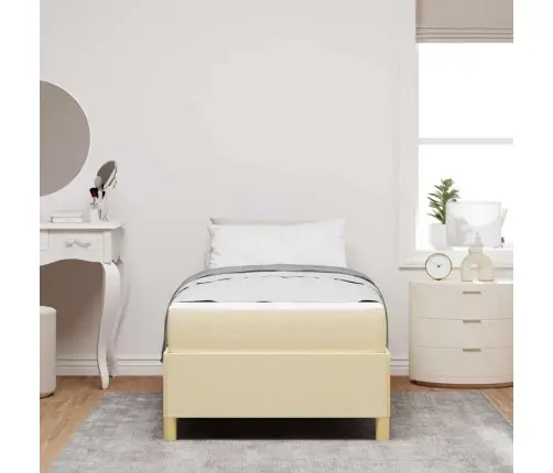 Kastītes Atsperu Gulta Melna, Brūna Un Balta 90 X 200 Cm Audums Vidaxl