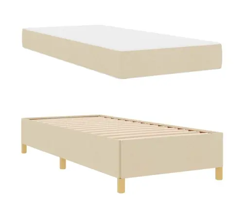 Kastītes Atsperu Gulta Melna, Brūna Un Balta 90 X 200 Cm Audums Vidaxl