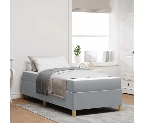 Voodi Raam Madratsiga Helehall 100 X 200 Cm Kangas