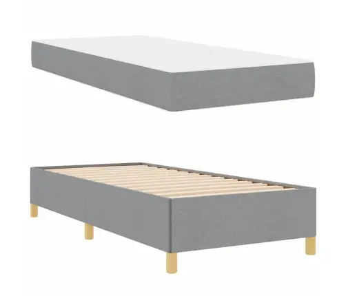 Voodi Raam Madratsiga Helehall 100 X 200 Cm Kangas