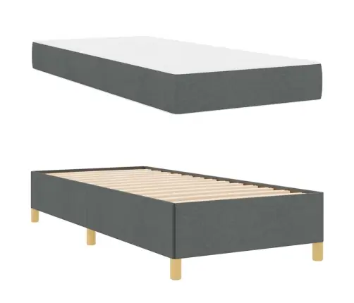 Kastītes Atsperu Gulta Cits Tumši Pelēka 100 X 200 Cm Audums Vidaxl