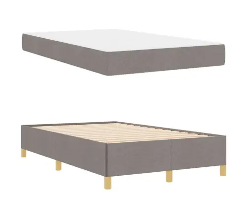 Kastītes Atsperu Gulta Cits Taupe Un Balts 120 X 200 Cm Audums Vidaxl