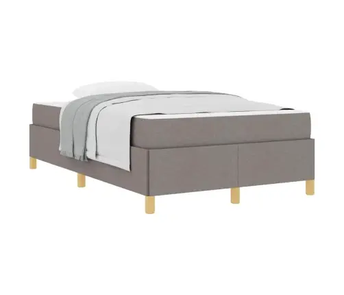 Kastītes Atsperu Gulta Cits Taupe Un Balts 120 X 200 Cm Audums Vidaxl