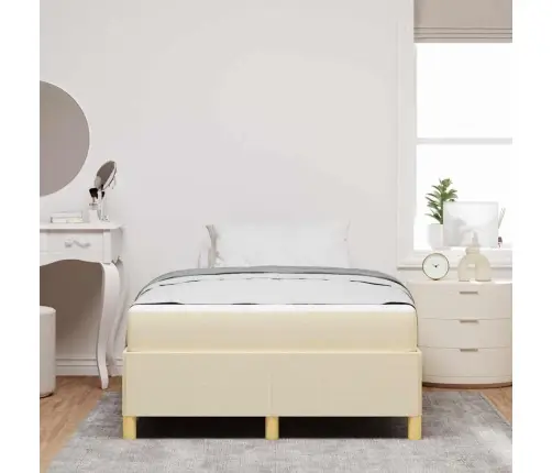 Kastītes Atsperu Gulta Krēmkrāsa Un Balta 120 X 200 Cm Audums Vidaxl