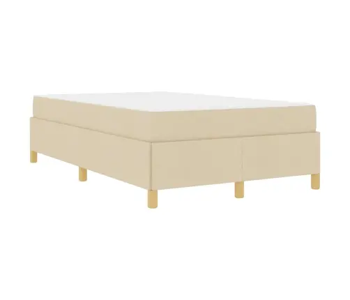 Kastītes Atsperu Gulta Krēmkrāsa Un Balta 120 X 200 Cm Audums Vidaxl