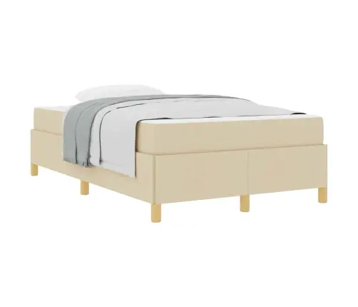 Kastītes Atsperu Gulta Krēmkrāsa Un Balta 120 X 200 Cm Audums Vidaxl