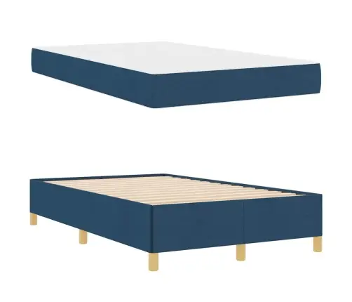 Kastītes Atsperu Gulta Cits Zila Un Balta 120 X 200 Cm Audums Vidaxl