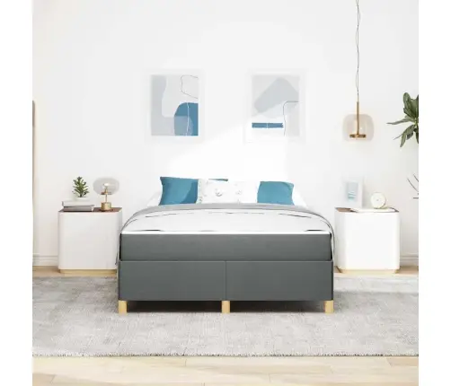 Kastītes Atsperu Gulta Tumši Pelēka Un Balta Un Tumši Pelēka Vidaxl