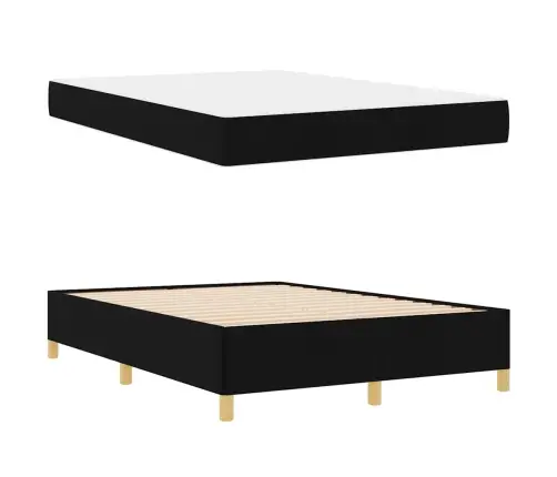 Kastītes Atsperu Gulta Balts Un Melns 140 X 190 Cm Audums Vidaxl