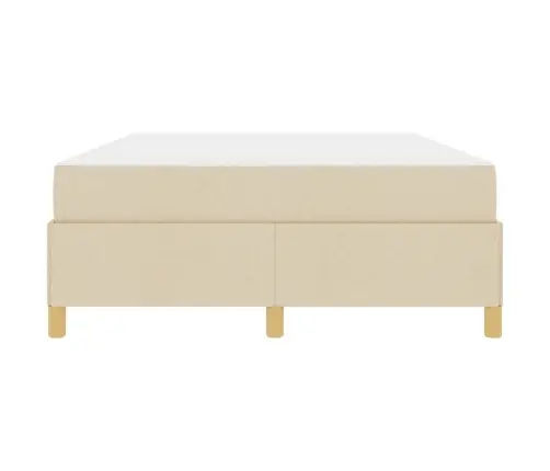 Kastītes Atsperu Gulta Krēmkrāsa Un Balta 140 X 190 Cm Audums Vidaxl