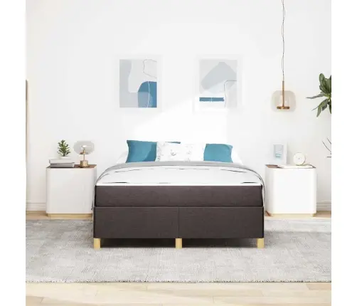 Voodi Raam Madratsiga Tume Pruun 140 X 200 Cm Kangas