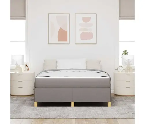 Kastītes Atsperu Gulta Cits Taupe Un Balts 160 X 200 Cm Audums Vidaxl