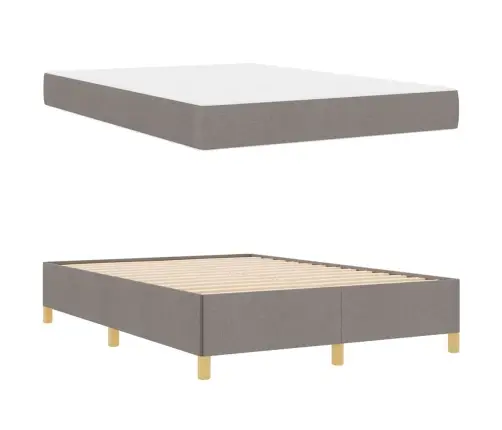 Kastītes Atsperu Gulta Cits Taupe Un Balts 160 X 200 Cm Audums Vidaxl