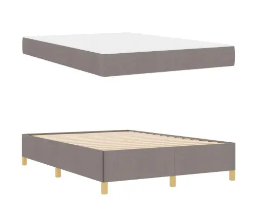 Kastītes Atsperu Gulta Cits Taupe Un Balts 160 X 200 Cm Audums Vidaxl