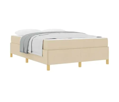 Kastītes Atsperu Gulta Krēmkrāsa Un Balta 160 X 200 Cm Audums Vidaxl