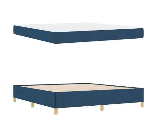 Voodi Raam Madratsiga Sinine 180 X 200 Cm Kangas