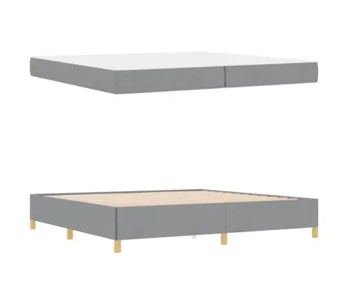 Kastītes Atsperu Gulta Cits Gaiši Pelēks Un Balts 200 X 200 Cm Vidaxl