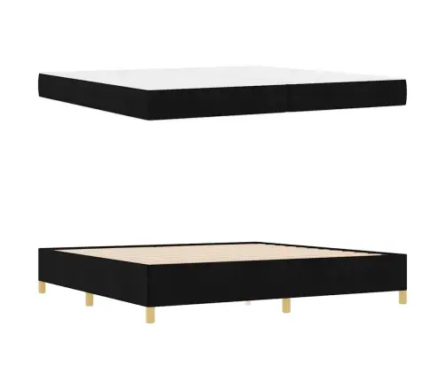 Kastītes Atsperu Gulta Melns Un Balts Un Melns 200 X 200 Cm Vidaxl