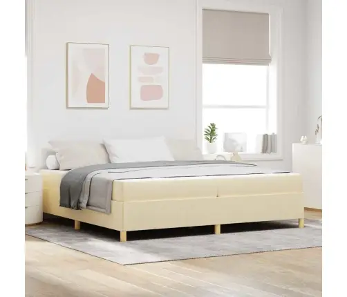 Voodi Raam Madratsiga Cream 200 X 200 Cm Kangas