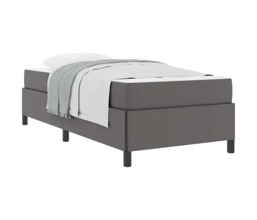 Gultas Rāmis Ar Matraci Pelēka 80 X 200 Cm Mākslīgā Āda Vidaxl