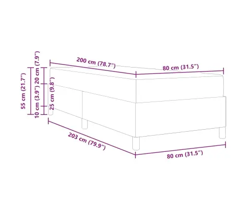 Gultas Rāmis Ar Matraci Pelēka 80 X 200 Cm Mākslīgā Āda Vidaxl