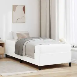 Gultas Rāmis Ar Matraci Balts 90 X 190 Cm Audums Vidaxl