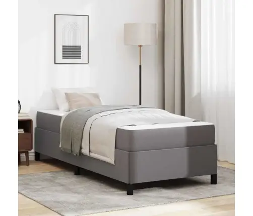 Gultas Rāmis Ar Matraci Pelēka 90 X 190 Cm Mākslīgā Āda Vidaxl