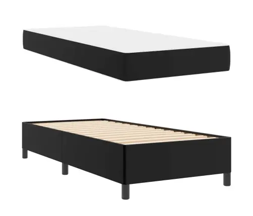 Gultas Rāmis Ar Matraci Melna 100 X 200 Cm Mākslīgā Āda Vidaxl