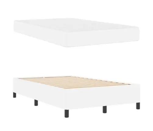 Gultas Rāmis Ar Matraci Balta 120 X 190 Cm Mākslīgā Āda Vidaxl