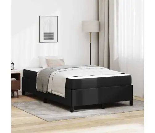 Lovos Rėmas Su Čiužiniu Juoda 120 X 200 Cm Dirbtinė Oda