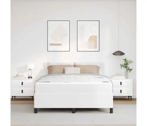 Voodiraam Madratsiga Madratsiga Valge 140 X 190 Cm Kunstnahk