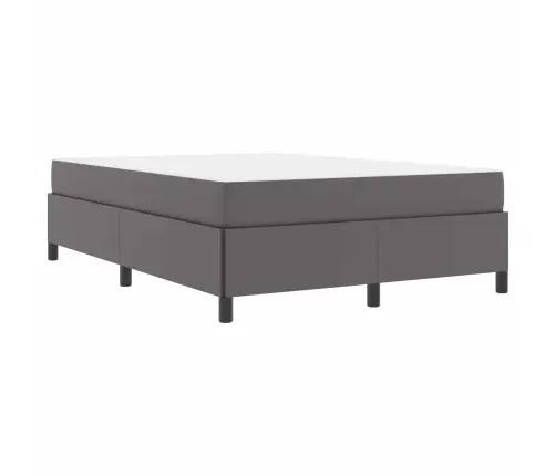 Gultas Rāmis Ar Matraci Pelēka 140 X 190 Cm Mākslīgā Āda Vidaxl