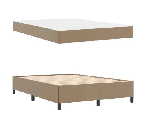 Gultas Rāmis Ar Matraci Kapučīno 140 X 190 Cm Mākslīgā Āda Vidaxl