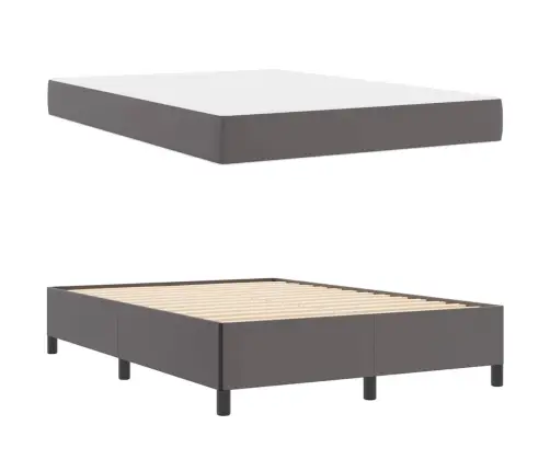 Gultas Rāmis Ar Matraci Pelēka 140 X 200 Cm Mākslīgā Āda Vidaxl