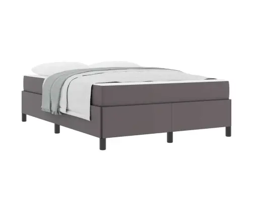 Gultas Rāmis Ar Matraci Pelēka 140 X 200 Cm Mākslīgā Āda Vidaxl