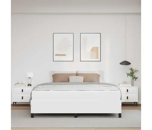 Gultas Rāmis Ar Matraci Balta 180 X 200 Cm Mākslīgā Āda Vidaxl