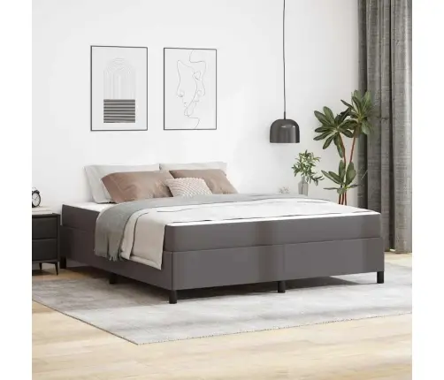 Gultas Rāmis Ar Matraci Pelēka 180 X 200 Cm Mākslīgā Āda Vidaxl