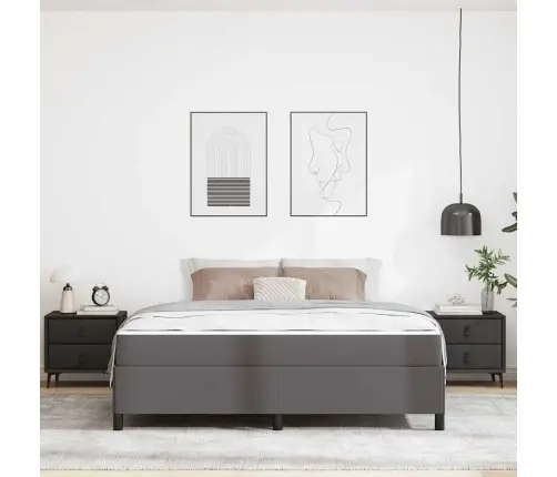 Gultas Rāmis Ar Matraci Pelēka 180 X 200 Cm Mākslīgā Āda Vidaxl